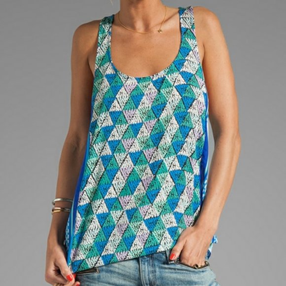 ELLA MOSS Tiki Racerback Tank Ocean Blue S - Picture 1 of 9